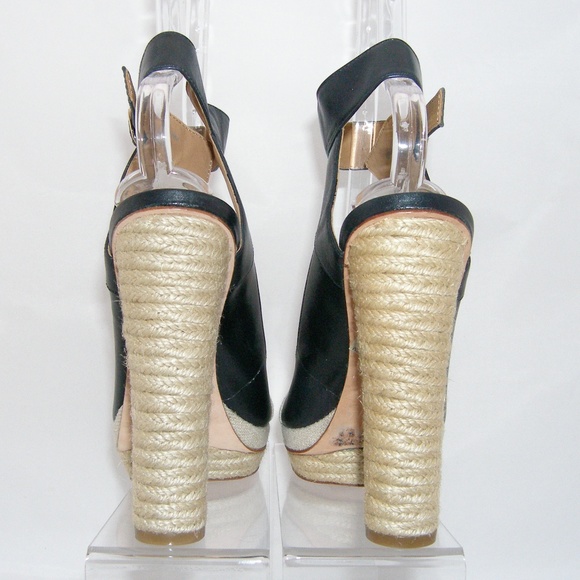 Ann Taylor Briston blue leather espadrille heel 7M - Picture 4 of 8